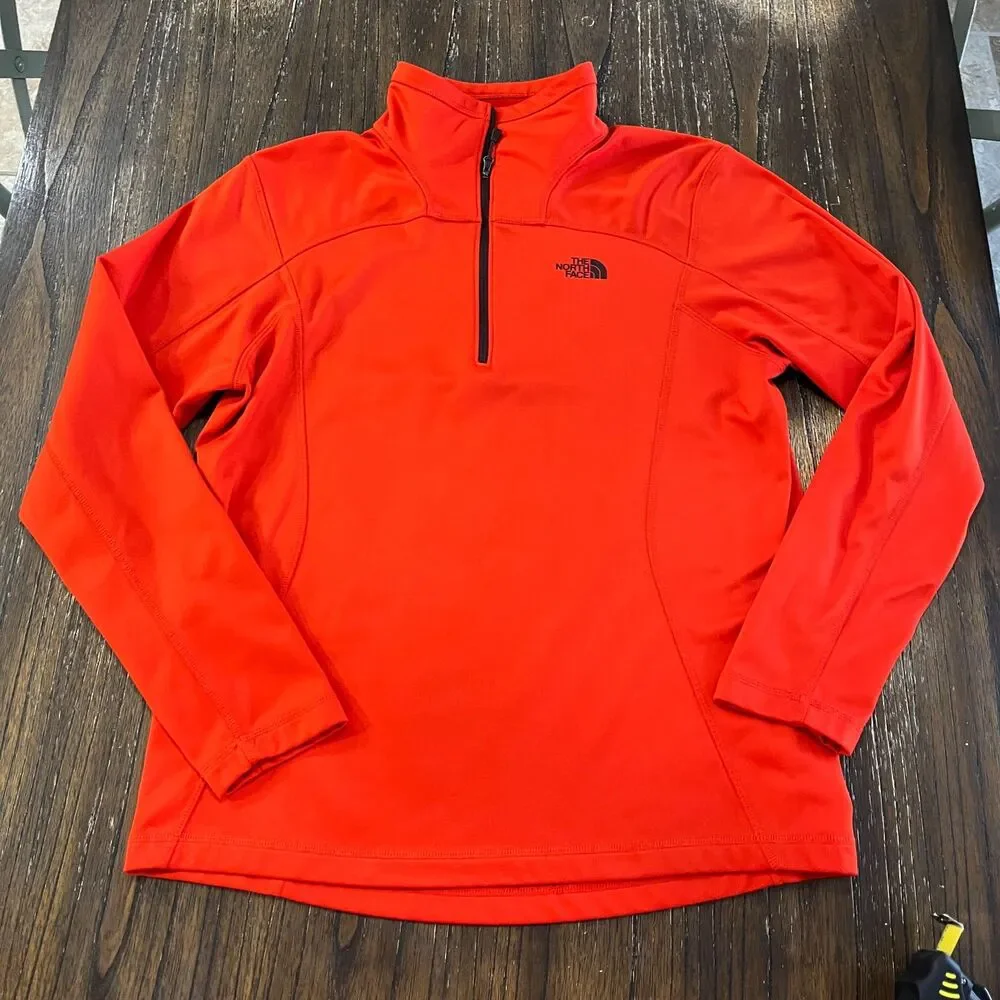 The North Face Men's Orange Quarter Zip Pullover Fleece Jacket – Size M